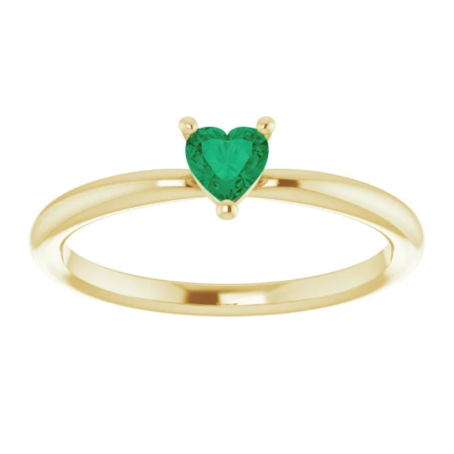 14K Yellow Gold Lab-Grown Emerald Solitaire Ring