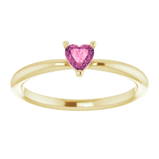14K Yellow Gold Natural Pink Tourmaline Solitaire Ring