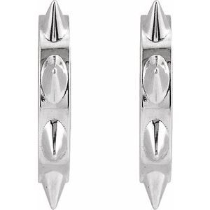 14K White Gold Spike Hoop Earrings