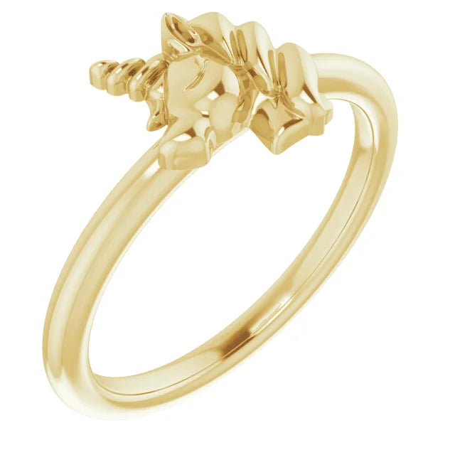 14K Yellow Gold Youth Unicorn Ring