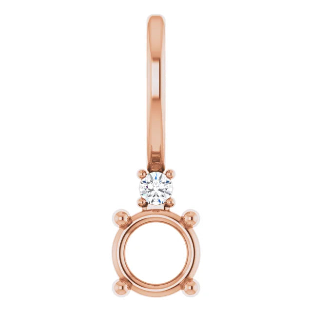 14K Rose Gold Round .015 CT Natural Diamond Semi-Set Charm/Pendant