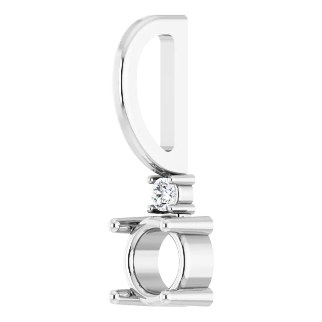 14K White Gold Round .015 CT Natural Diamond Semi-Set Charm/Pendant