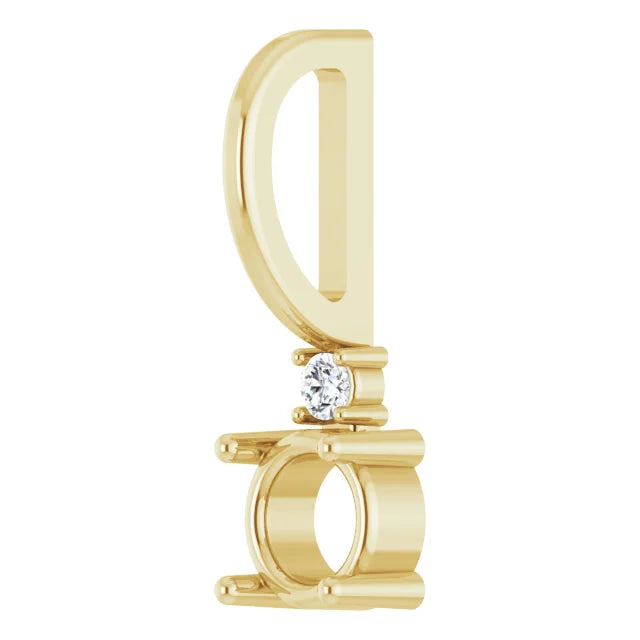 14K Yellow Gold Round .015 CT Natural Diamond Semi-Set Charm/Pendant