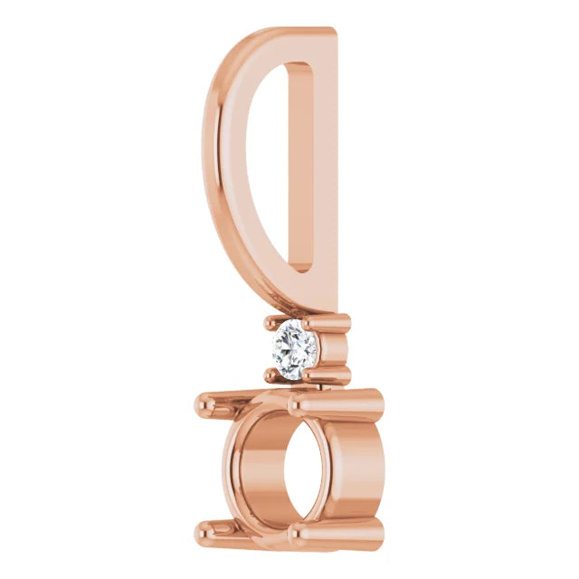 14K Rose Gold Round .015 CT Natural Diamond Semi-Set Charm/Pendant