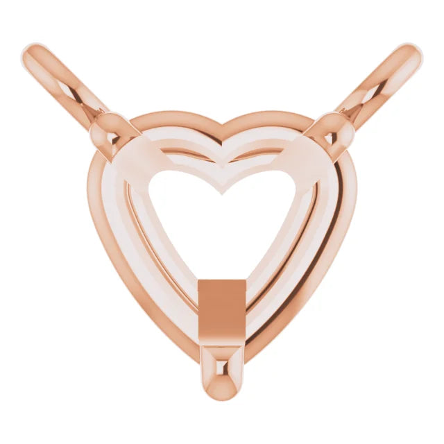 14K Rose Gold Heart 3-Prong Solitaire Necklace Center