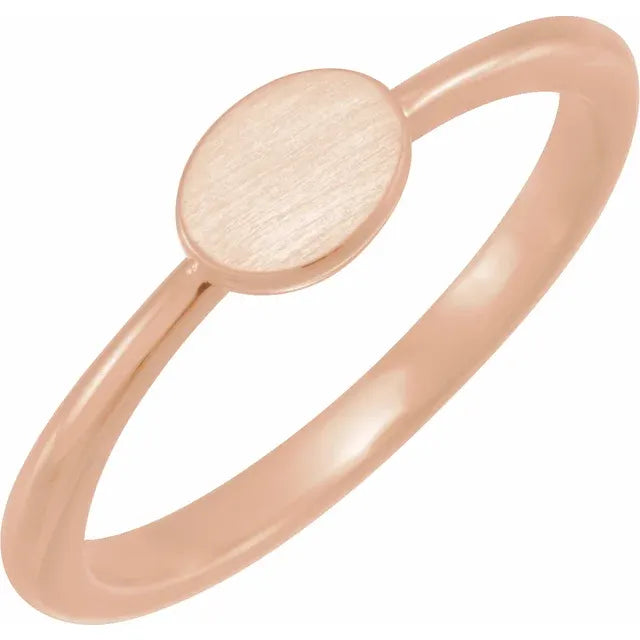 14K Rose Gold mm Oval Engravable Ring
