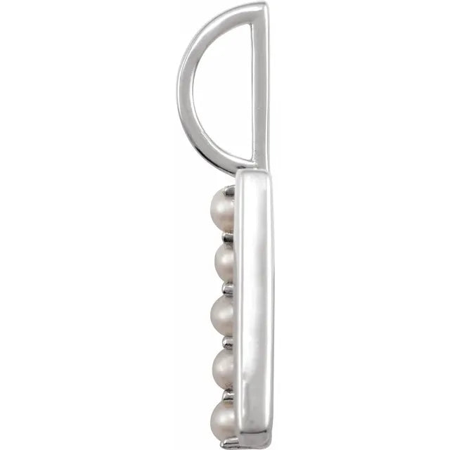 14K White Gold Cultured White Pearl Initial O Charm/Pendant
