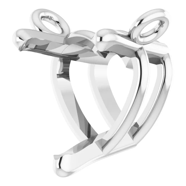 14K White Gold Heart 3-Prong Solitaire Necklace Center