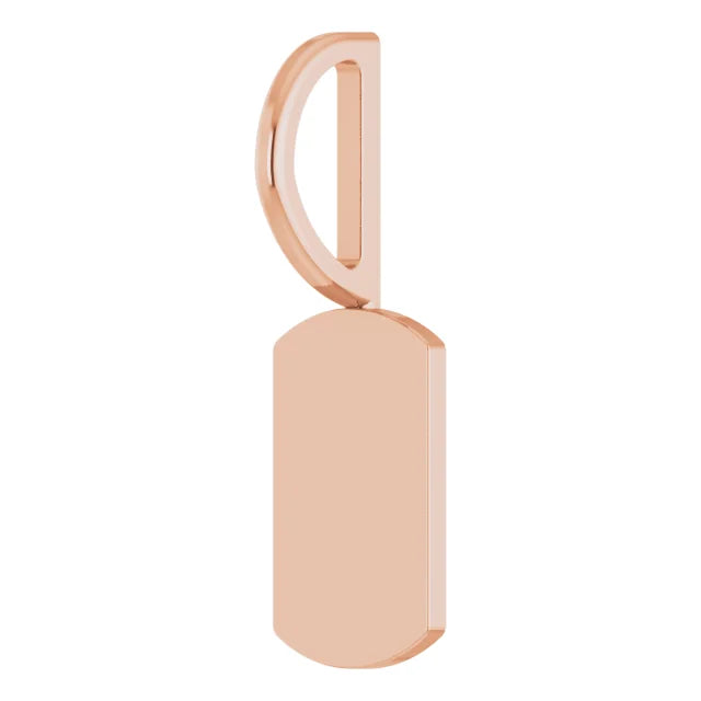 14K Rose Gold Engravable Dog Tag Charm/Pendant