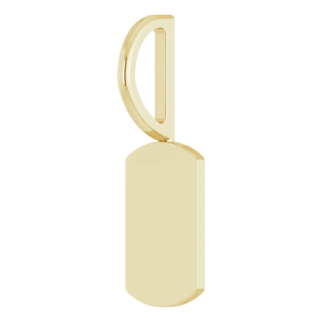 14K Yellow Gold Engravable Dog Tag Charm/Pendant