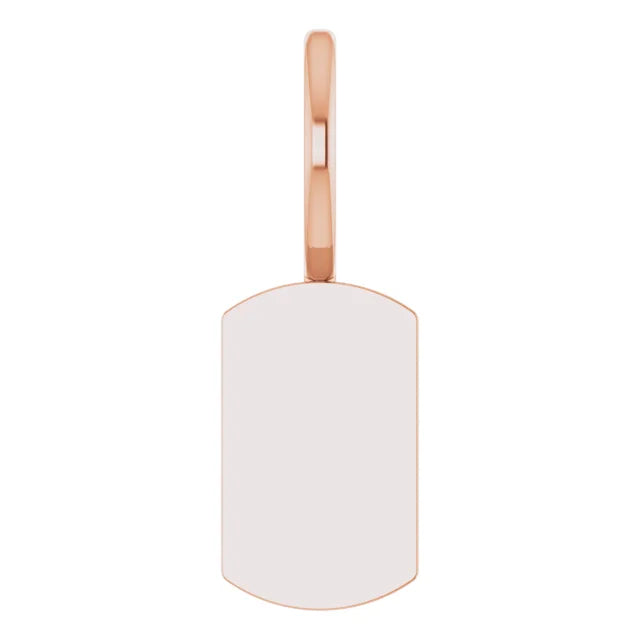 14K Rose Gold Engravable Dog Tag Charm/Pendant