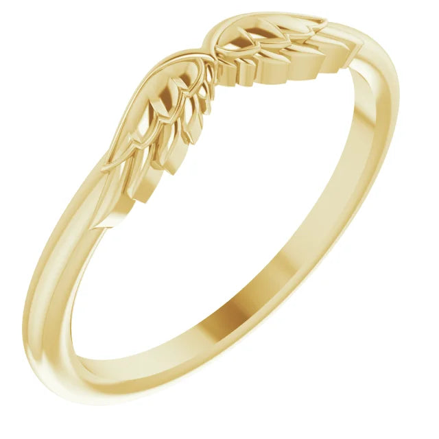 14K Yellow Gold Stackable Angel Wings Ring
