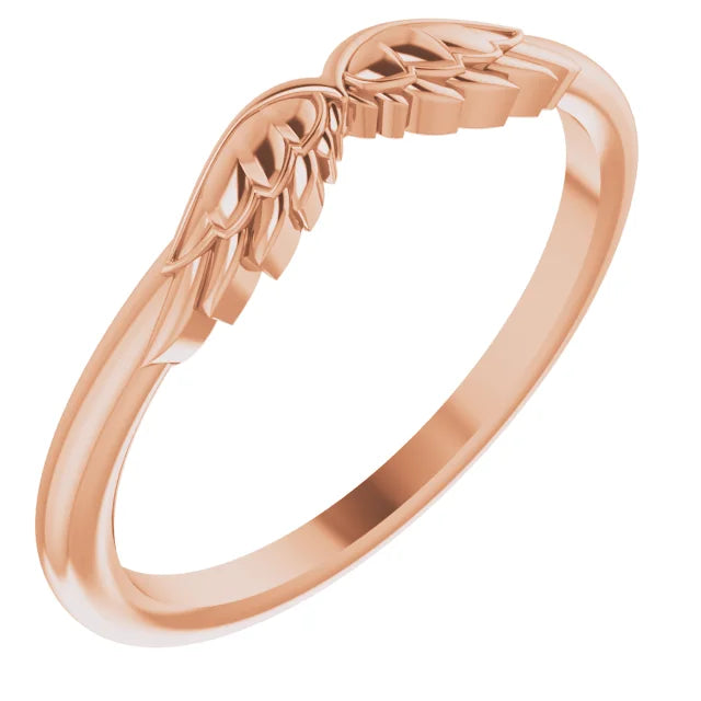 14K Rose Gold Stackable Angel Wings Ring