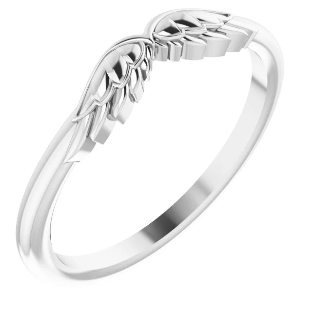 14K White Gold Stackable Angel Wings Ring
