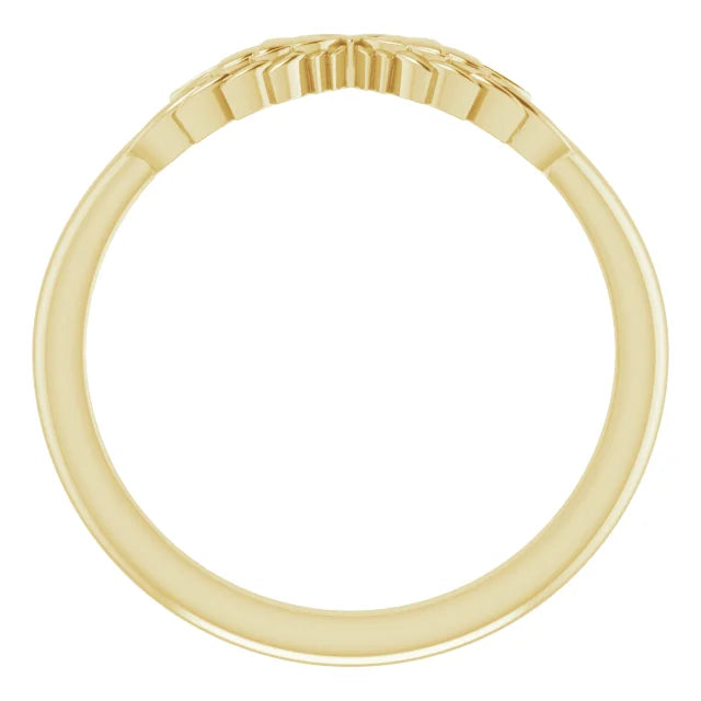 14K Yellow Gold Stackable Angel Wings Ring