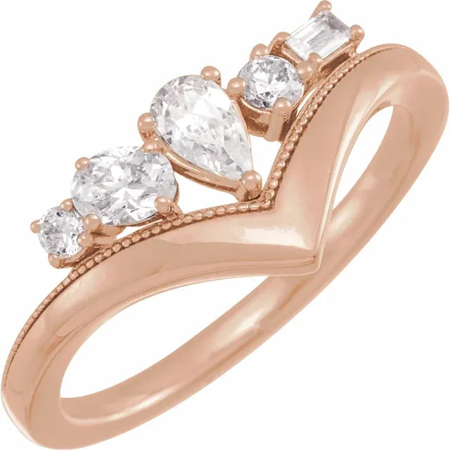 14K Rose Gold 1/2 CTW Lab-Grown Diamond V Ring