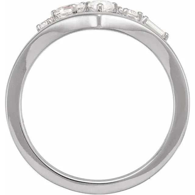 14K White Gold 1/2 CTW Lab-Grown Diamond V Ring