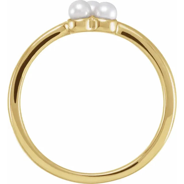14K Yellow Gold Cultured Freshwater Pearl Cluster Ring