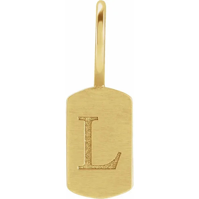 14K Yellow Gold Engravable Dog Tag Charm/Pendant