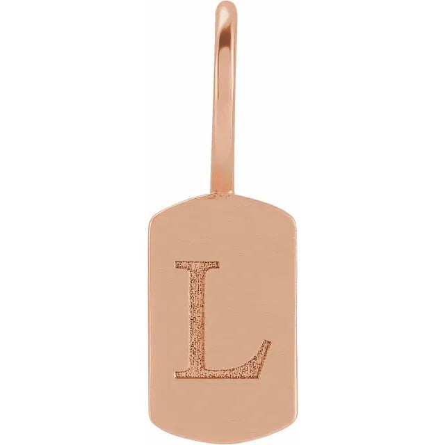 14K Rose Gold Engravable Dog Tag Charm/Pendant