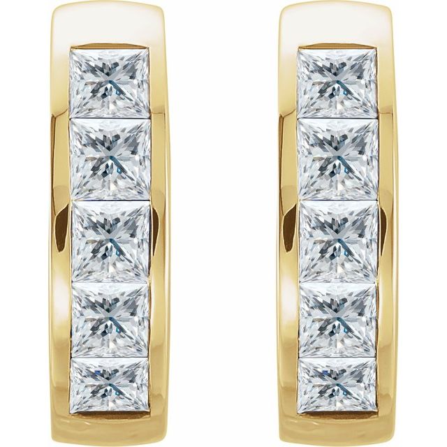 14K Yellow Gold 9/10 CTW Natural Diamond Hoop Earrings