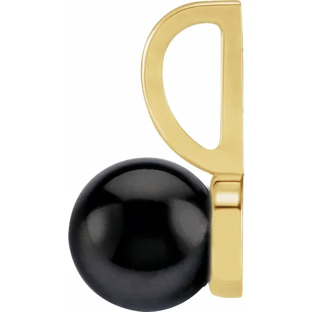14K Yellow Gold Cultured Black Akoya Pearl Charm/Pendant