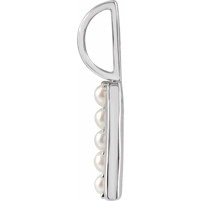 14K White Gold Cultured White Pearl Initial A Charm/Pendant