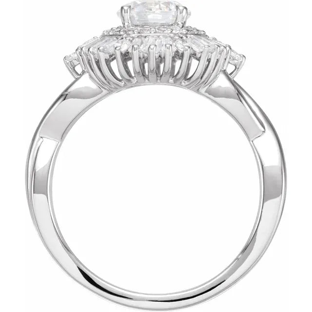 14K White Gold 6.25-6.5 mm Round 5/8 CTW Diamond Semi-Set Engagement Ring