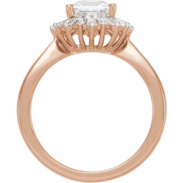 14K Rose Gold 5.7x5.7 mm Square 5/8 CTW Diamond Semi-Set Halo-Style Engagement Ring