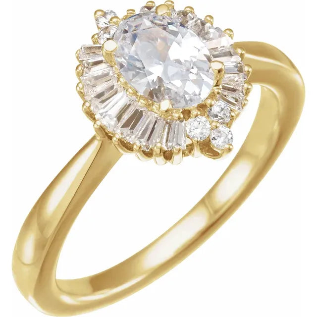 14K Yellow Gold 7x5 mm Oval 5/8 CTW Natural Diamond Semi-Set Halo-Style Engagement Ring