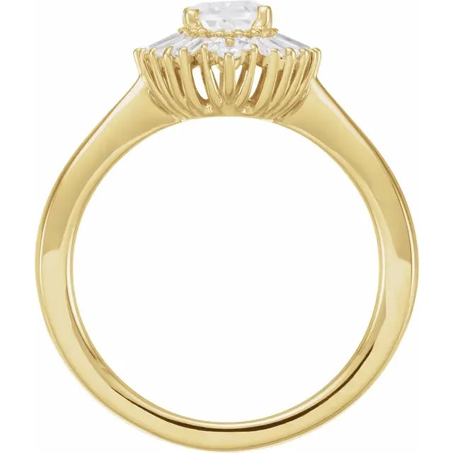 14K Yellow Gold 7x5 mm Oval 5/8 CTW Natural Diamond Semi-Set Halo-Style Engagement Ring