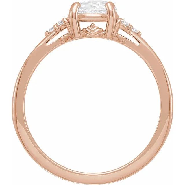 14K Rose Gold 6.5 mm Round .08 CTW Natural Diamond Semi-Set Engagement Ring