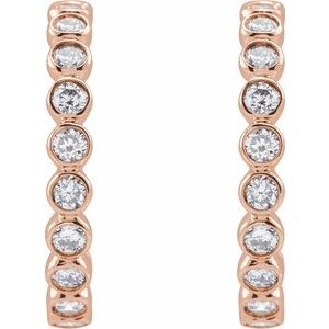 14K Rose Gold 3/8 CTW Lab-Grown Diamond Huggie Earrings