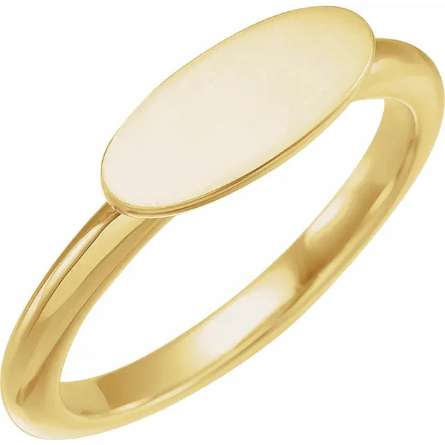 14K Yellow Gold 13x5.5 mm Oval Signet Ring