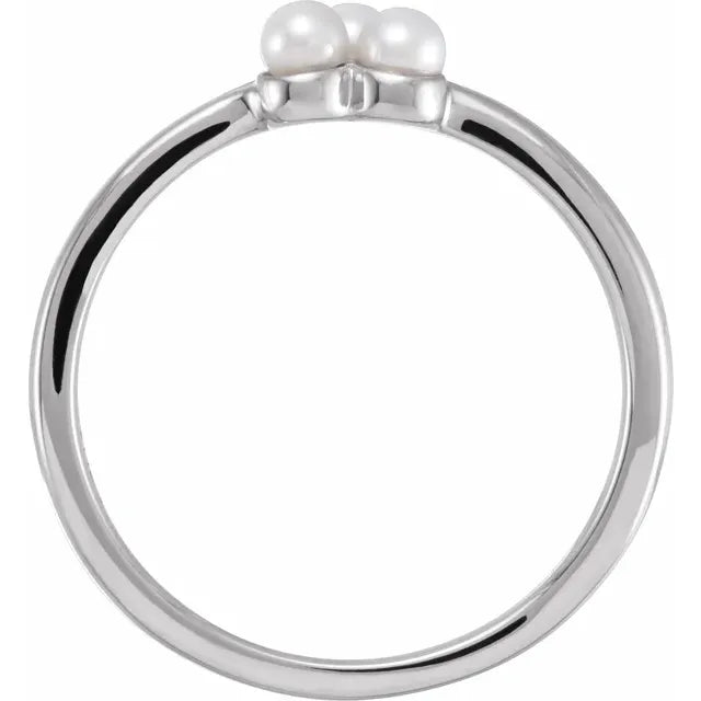 14K Yellow Gold 5-5.5 mm Cultured White Freshwater Pearl Ring