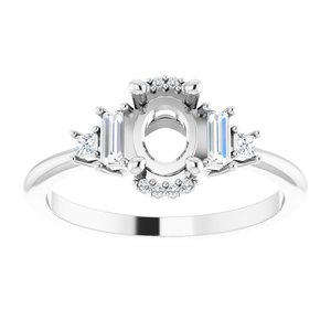 14K White Gold Oval 1/5 CTW Natural Diamond Semi-Set Engagement Ring