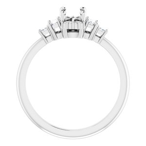 14K White Gold Oval 1/5 CTW Natural Diamond Semi-Set Engagement Ring