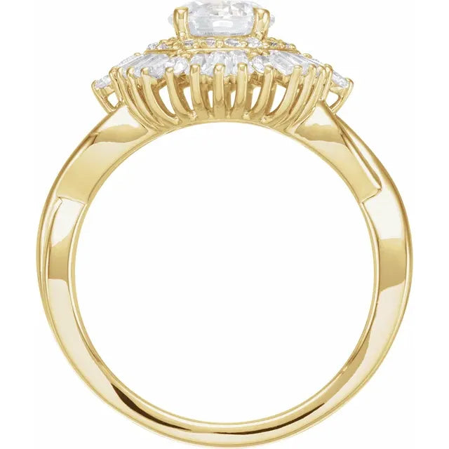 14K Yellow Gold 6.25-6.5 mm Round 5/8 CTW Diamond Semi-Set Engagement Ring