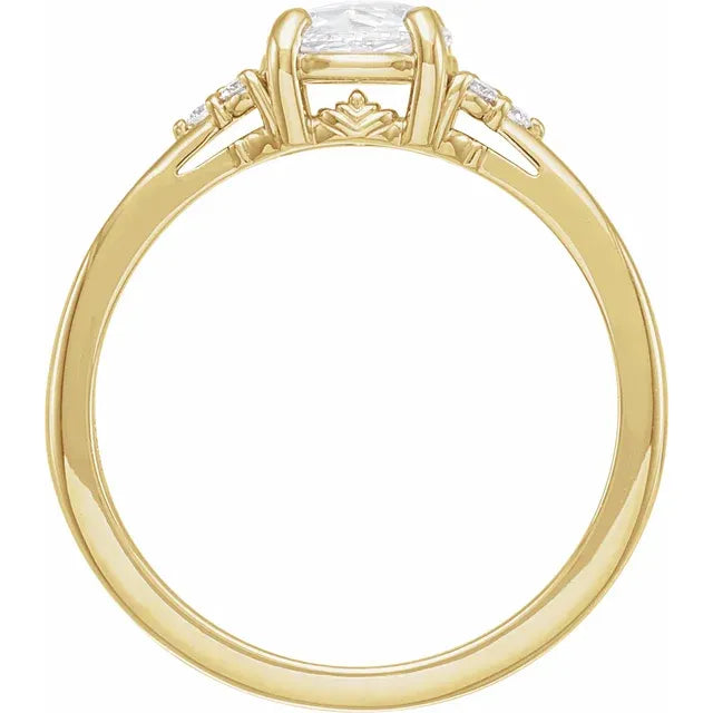 14K Yellow Gold 6.5 mm Round .08 CTW Natural Diamond Semi-Set Engagement Ring