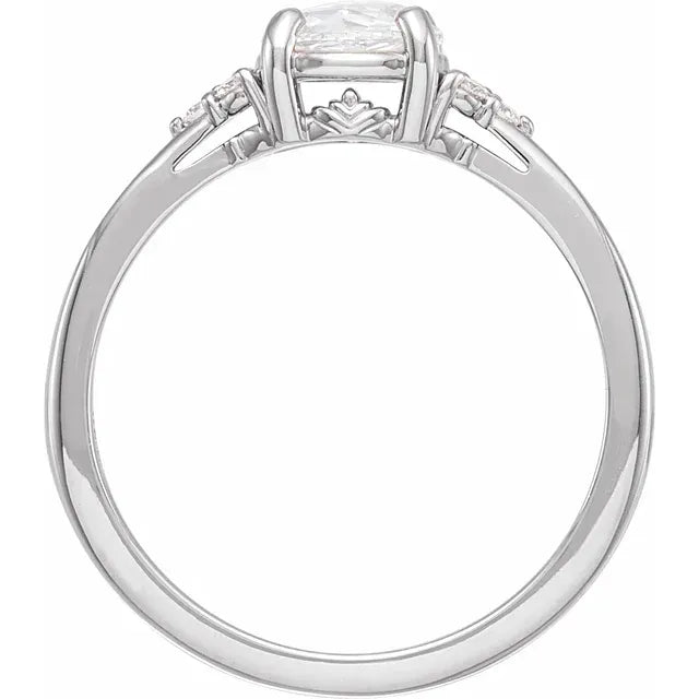 14K White Gold 6.5 mm Round .08 CTW Natural Diamond Semi-Set Engagement Ring