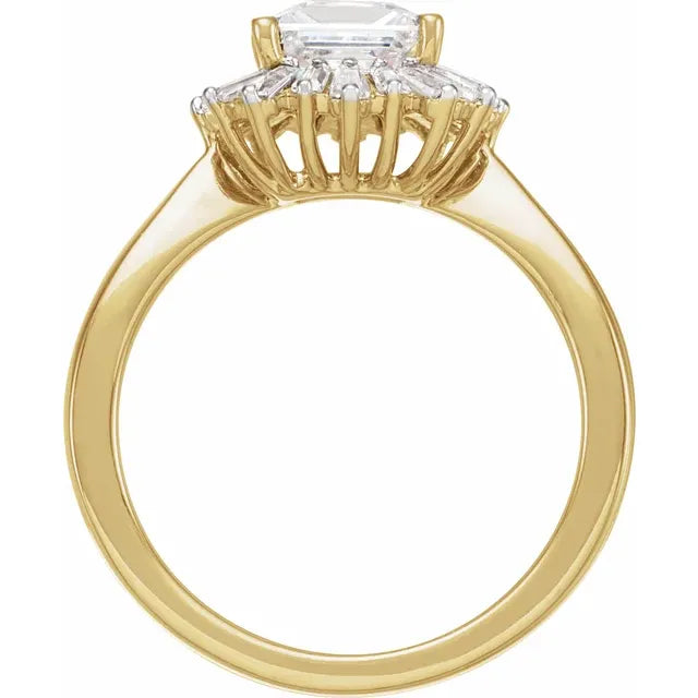 14K Yellow Gold 5.7x5.7 mm Square 5/8 CTW Diamond Semi-Set Halo-Style Engagement Ring