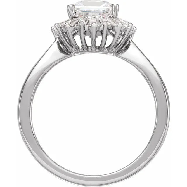 14K White Gold 5.7x5.7 mm Square 5/8 CTW Diamond Semi-Set Halo-Style Engagement Ring