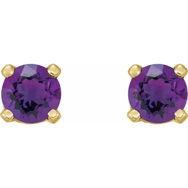 14K Yellow Gold Natural Amethyst Earrings