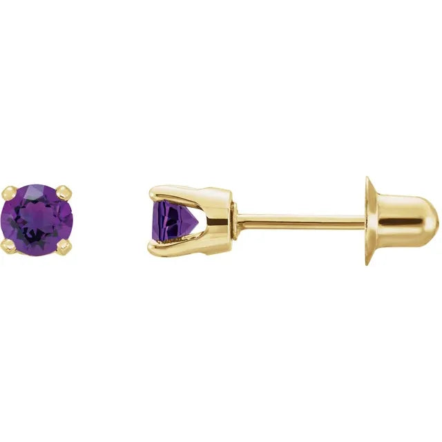14K Yellow Gold Natural Amethyst Earrings