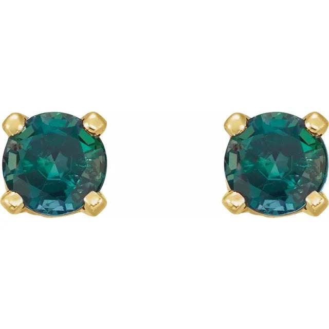 14K Yellow Gold Lab-Grown Alexandrite Earrings