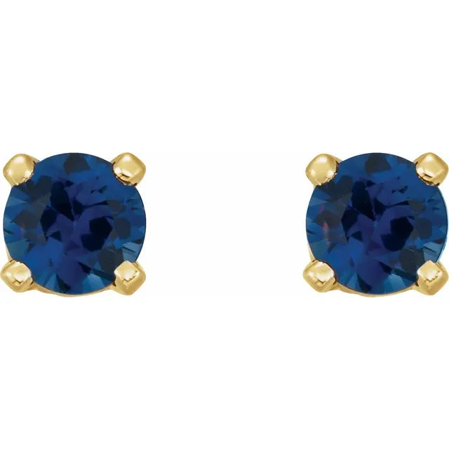 14K Yellow Gold Natural Blue Sapphire Earrings