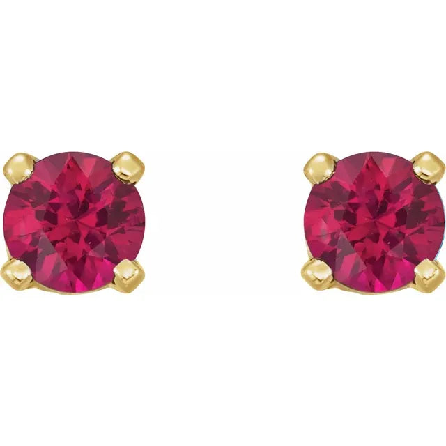 14K Yellow Gold Natural Ruby Earrings