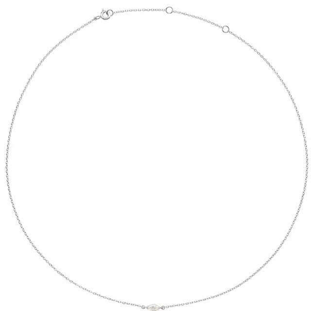 14K White Gold 1/4 CT Lab-Grown Diamond 16-18" Necklace