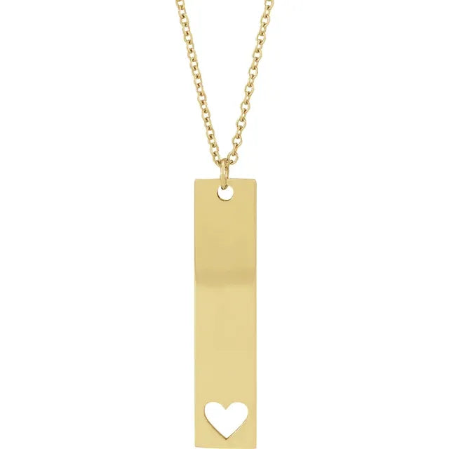 14K Yellow Gold Engravable Bar 16-18" Necklace