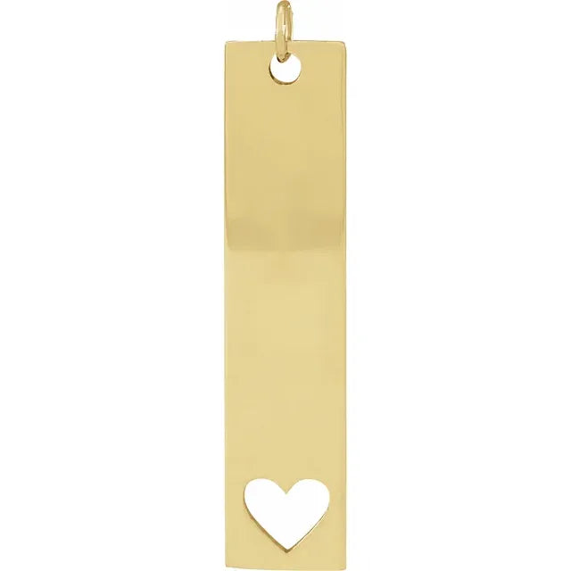 14K Yellow Gold Engravable Bar Pendant